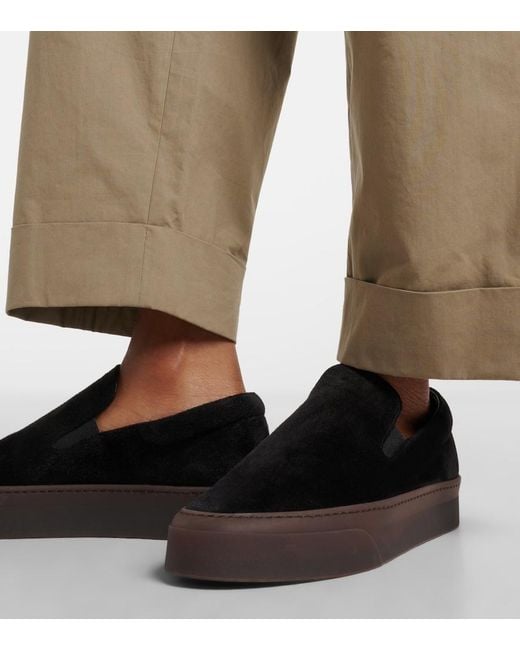 The Row Black Mh Suede Slip-On Shoes
