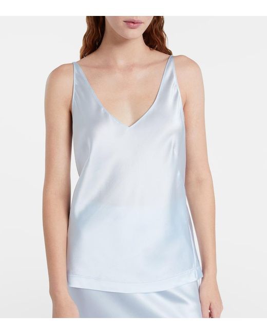 Dorothee Schumacher Blue Sense Of Shine Silk-Blend Satin Top