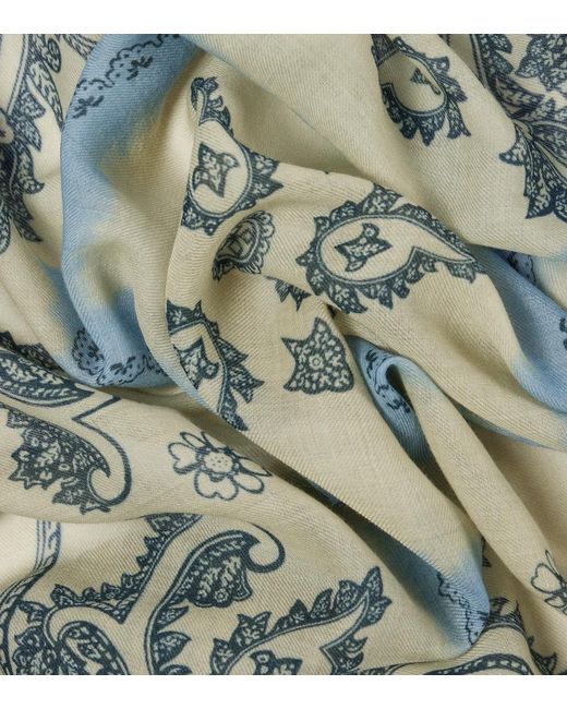 Acne Blue Printed Wool Scarf