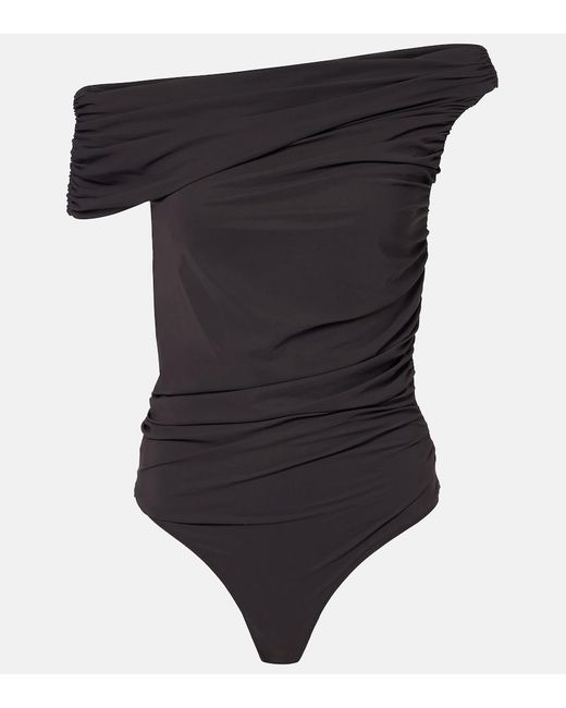 Agolde Black Sherilyn Off-Shoulder Bodysuit