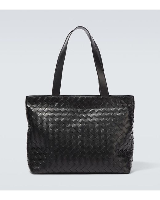 Bottega Veneta Black Intrecciato Small Leather Tote Bag for men