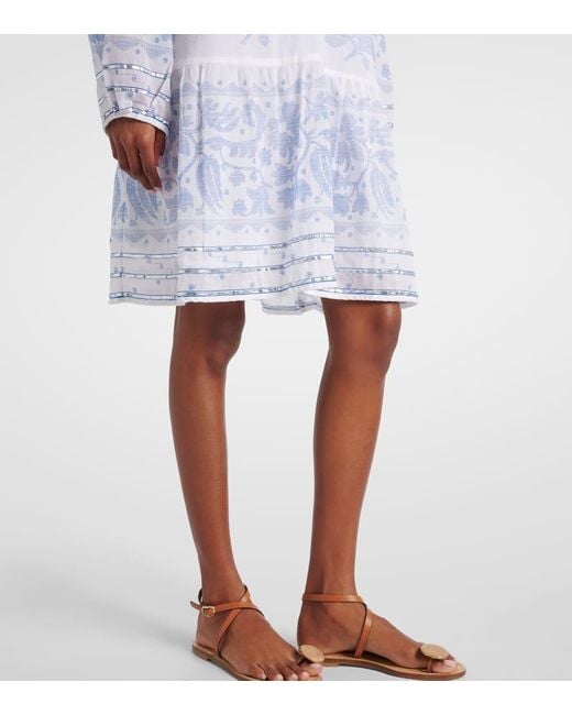 Juliet Dunn Blue Floral Cotton Minidress