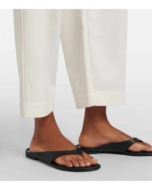 Rohe White Wool-Blend Cropped Wide-Leg Pants