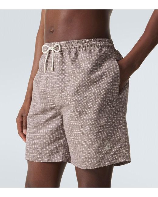 Brunello Cucinelli Gray Printed Swim Trunks for men
