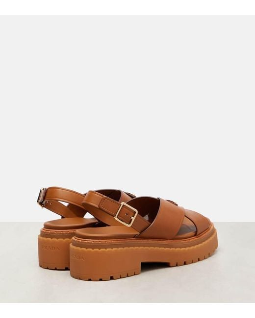 Prada Brown Sandalen Aus Leder