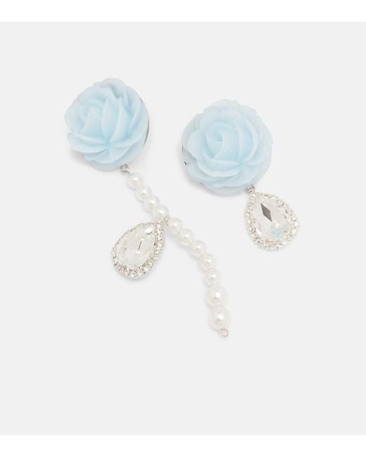 Magda Butrym Blue Rose Embellished Drop Earrings