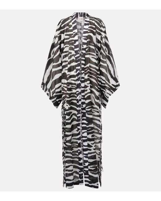 Caftan En Muselina De Algodon Estampado The Attico de color White