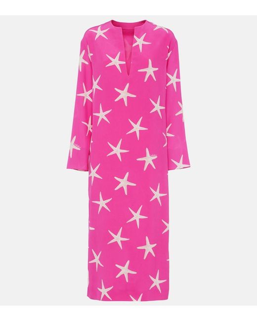 Valentino Pink Printed Silk Kaftan