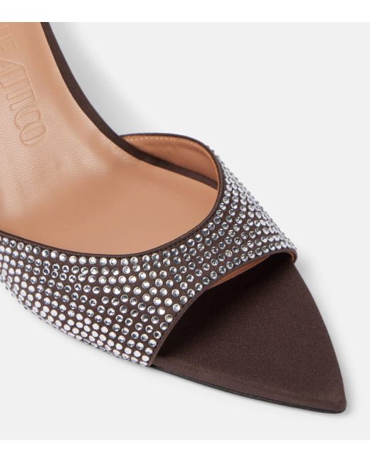 The Attico Brown Ester 95 Embellished Satin Mules