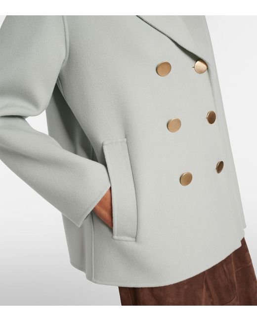 Max Mara Gray Margot Double-Breasted Virgin Wool Jacket