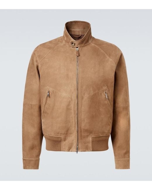 Loro Piana Brown Novak Suede Bomber Jacket for men