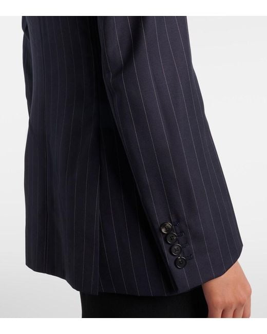 Givenchy Blue Pinstripe Double-Breasted Wool Blazer