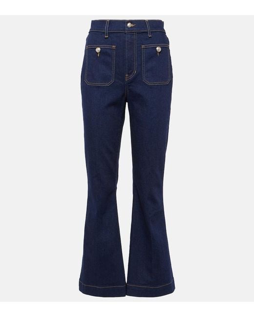 Veronica Beard Blue Carson Cropped Flared Jeans