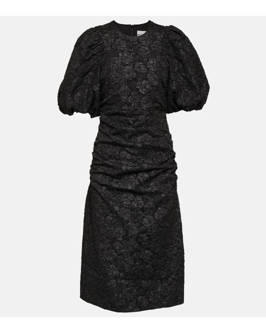 Ganni Black Jacquard Midi Dress