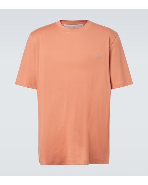 Brunello Cucinelli Orange Logo Cotton Jersey T-Shirt for men