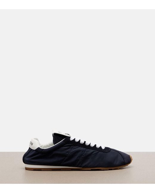 Miu Miu Blue Plume Suede-Trimmed Sneakers
