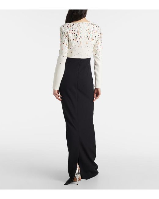 Safiyaa Black Racha Embroidered Gown