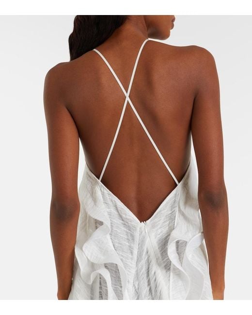 Maticevski White Délice Wave Ruffled Maxi Dress