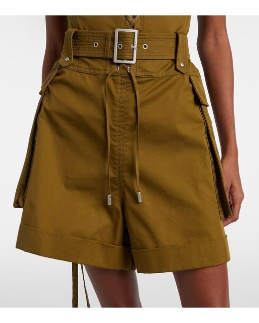 Shorts De Algodon Con Cinturon McQueen de color Green