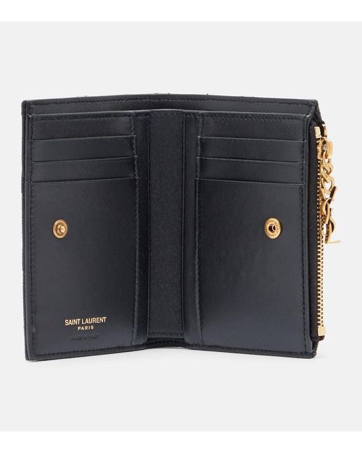 Saint Laurent Blue Cassandre Bijou Quilted Leather Wallet