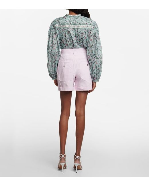 Isabel Marant Pink High-Rise Shorts Rachel Aus Baumwolle