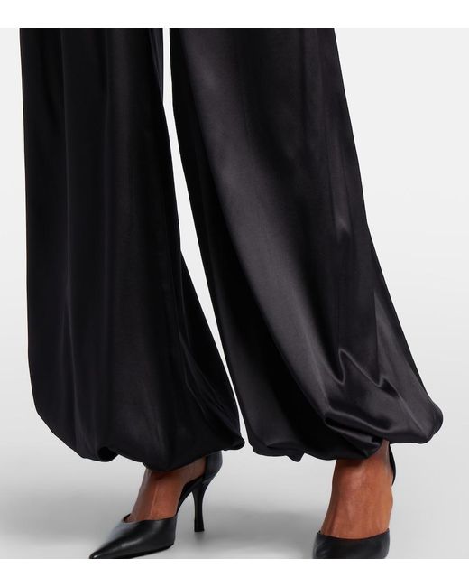 Nina Ricci Black Silk-Blend Satin Wide-Leg Pants