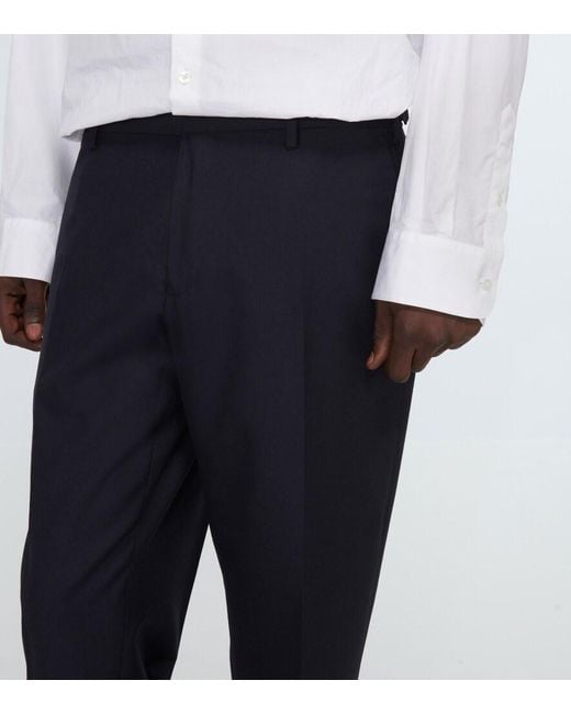 Dries Van Noten Blue Wool Straight Pants for men