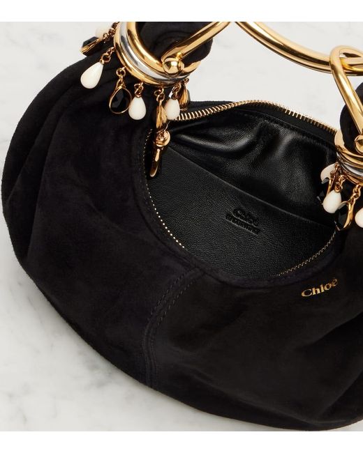 Chloé Black Schultertasche Bracelet Small Aus Veloursleder