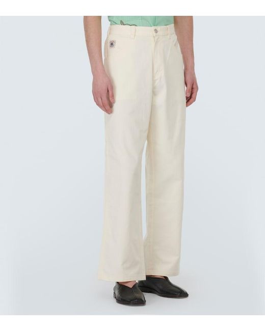 Bode White Knolly Brook Cotton Herringbone Pants for men