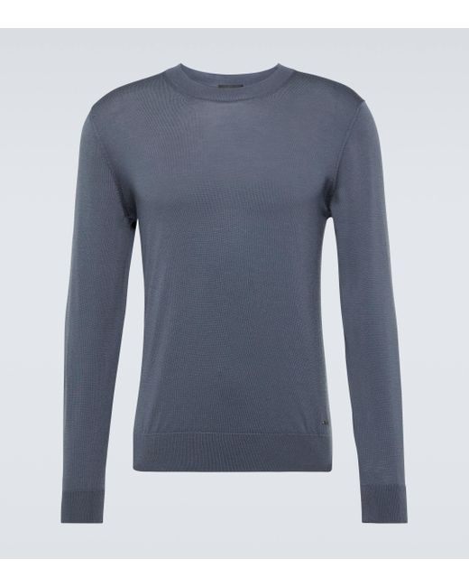 Brioni Blue Wool Sweater for men