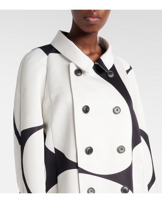 Dries Van Noten Natural Polka-Dot Double-Breasted Satin Coat
