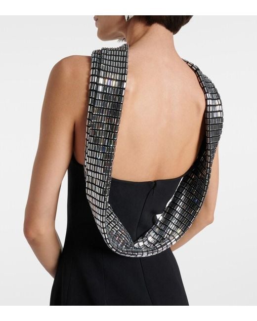 David Koma Black Embellished Cady Gown