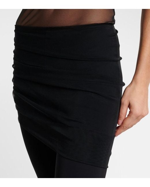 Nensi Dojaka Black Cropped Tulle-Trimmed Leggings