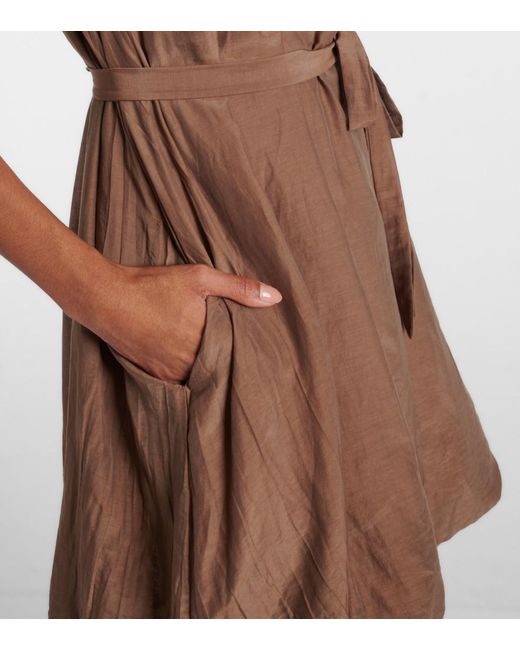 Velvet Brown Margot Cotton And Silk Voile Minidress