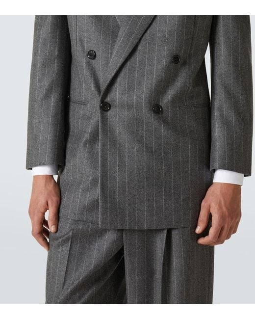 Saint Laurent Gray Pinstripe Wool And Cashmere Blazer for men