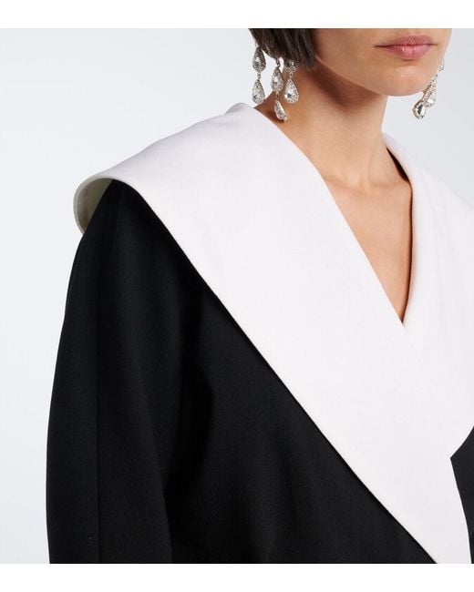 Alessandra Rich Black Double-Breasted Wool-Blend Crepe Jacket