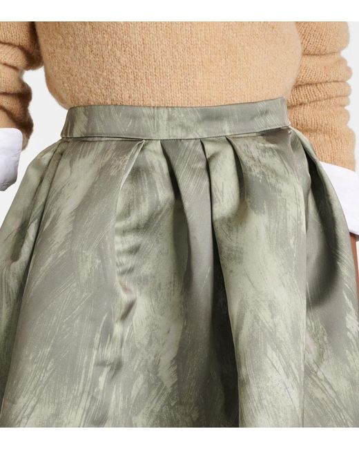 Dries Van Noten Green Satin Midi Skirt