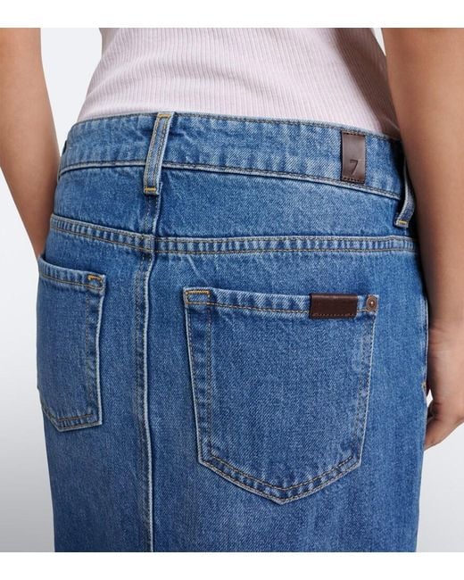 7 For All Mankind Blue Denim Maxi Skirt