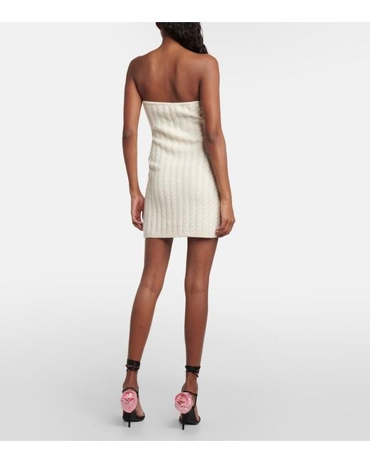 Magda Butrym Natural Floral-Applique Strapless Minidress