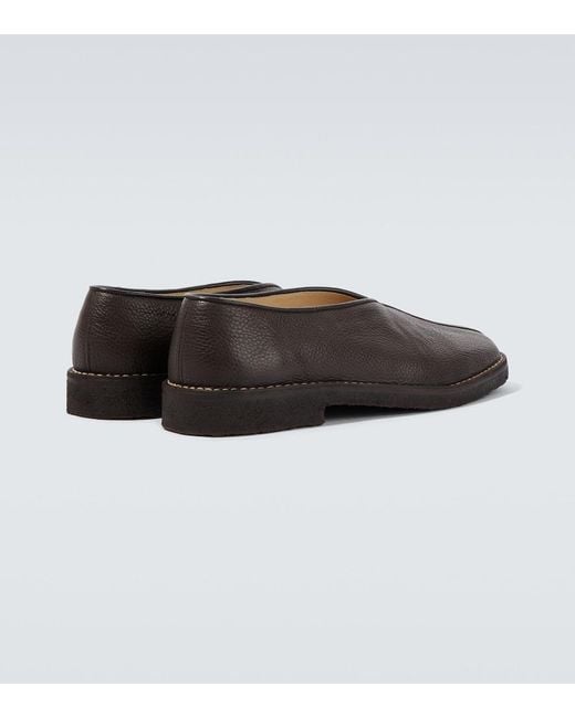 Lemaire Brown Piped Leather Slip-On Shoes for men