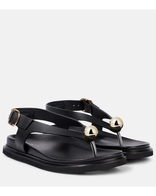 Souliers Martinez Black Spiaggia Embellished Leather Sandals