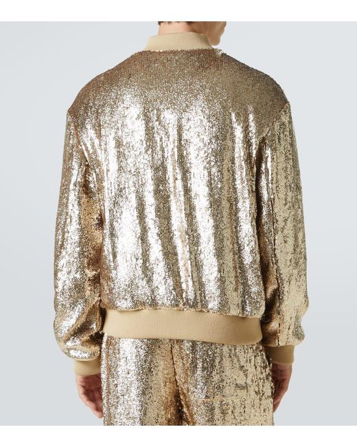 Bomber Con Paillettes di Dries Van Noten in Metallic da Uomo