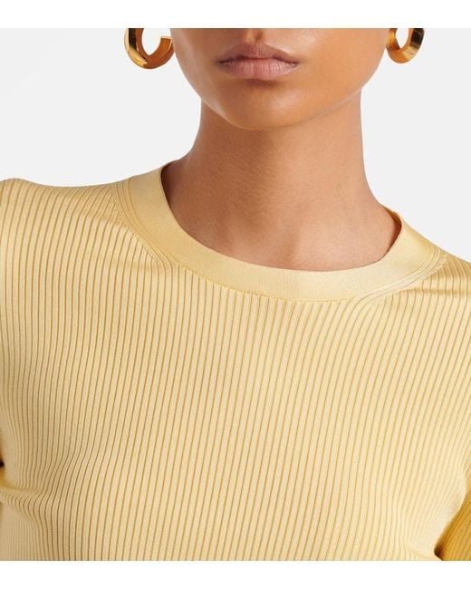Alaïa Yellow Ribbed-Knit Silk-Blend Top