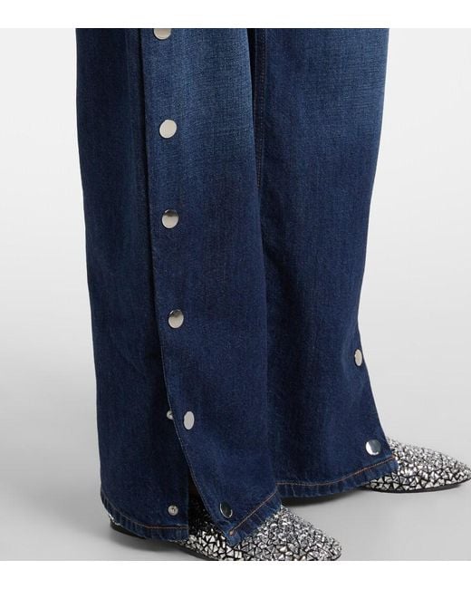 Sportmax Blue High-Rise Wide-Leg Jeans