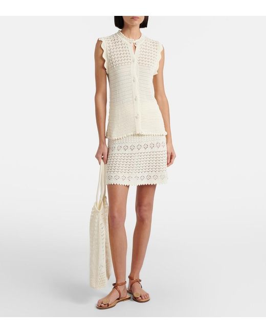 Eres White Angela Crochet Miniskirt