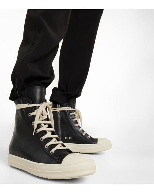 Rick Owens Leather High top Sneakers in Black Lyst