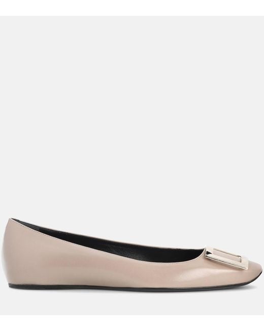 Roger Vivier Brown Belle Vivier Leather Ballet Flats