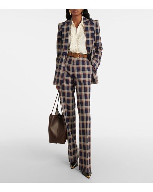 Etro Blue Maxi Check Tweed Jacket
