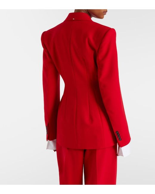 Sportmax Red Double-Breasted Peplum Blazer