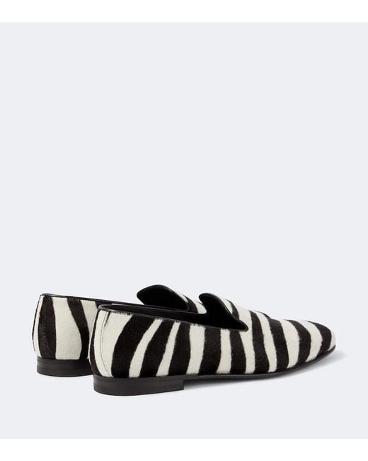 Manolo Blahnik Black Mario Zebra-Print Calf Hair Loafers for men